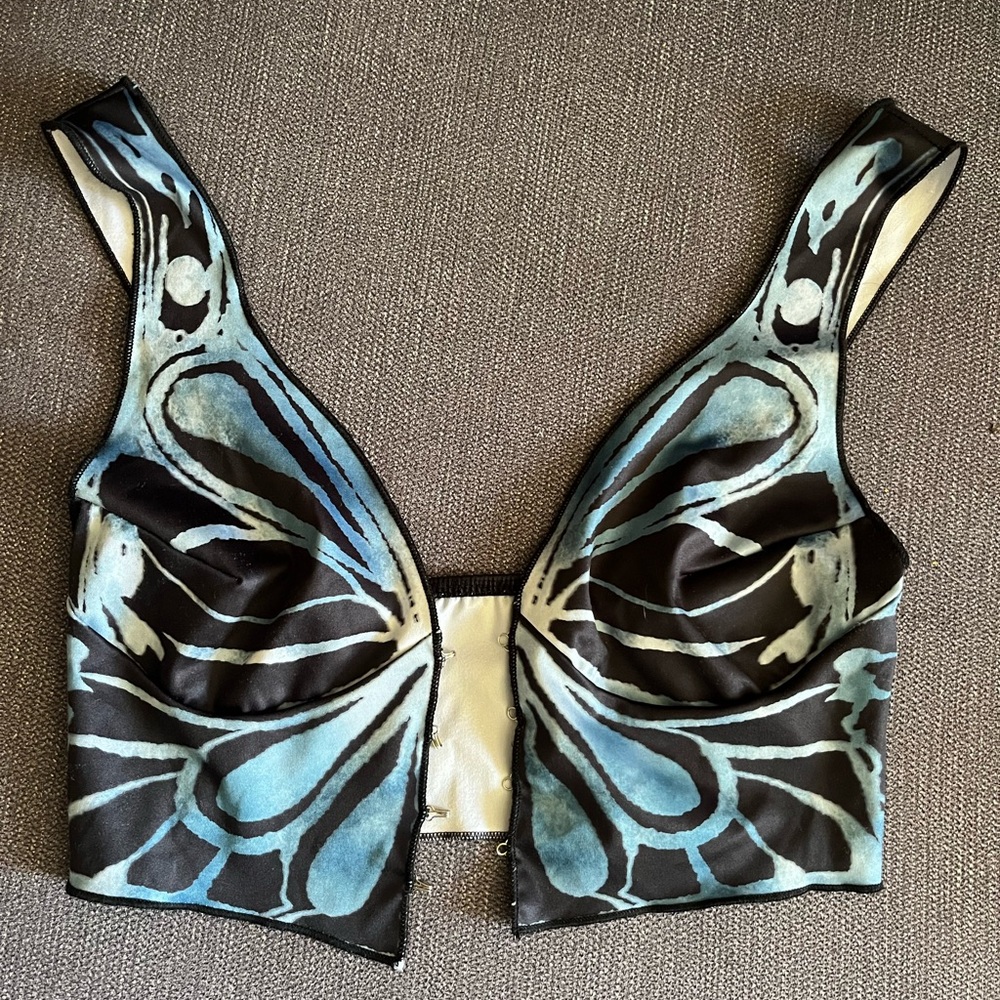 iHeartRaves Blue and Black Crop Top